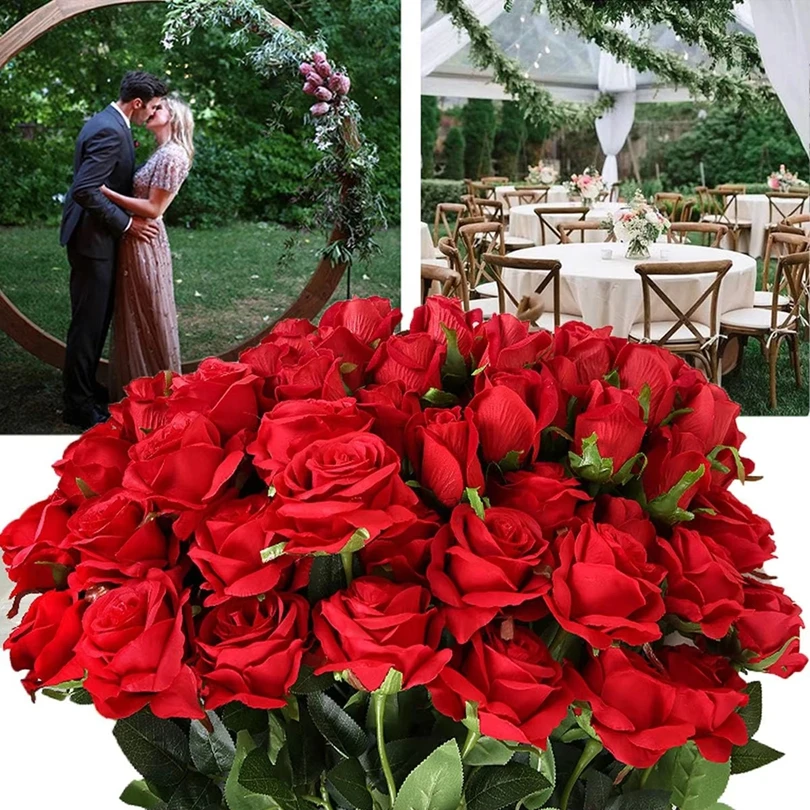 

10/20pcs Artificial Flowers Silk Rose Festival Home Vase Yard Decor Room Table Wedding Wreath Bridal Bouquet Outdoor Garden Gift