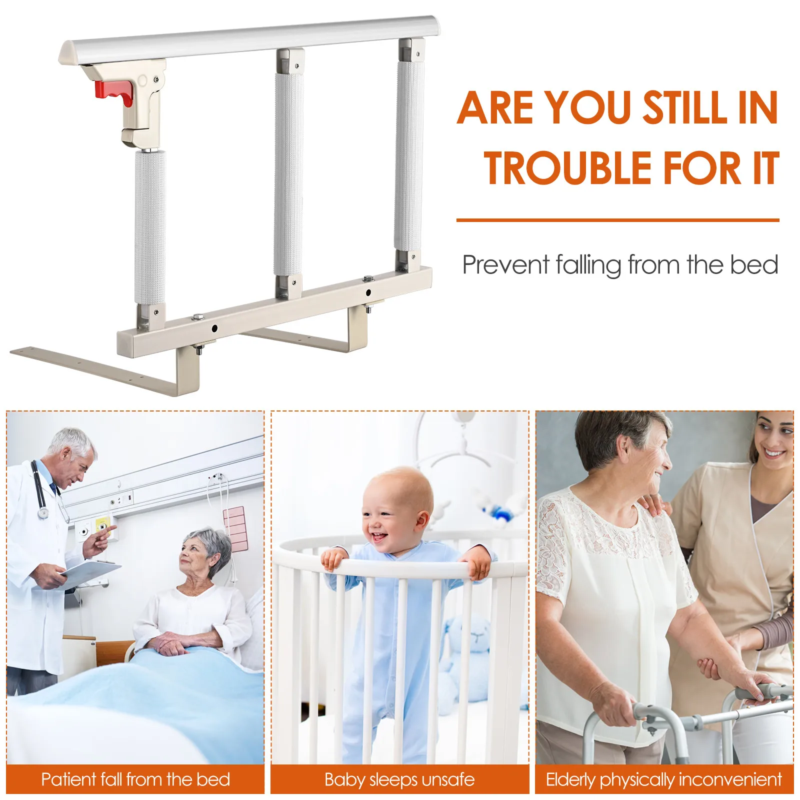 Barre de lit pliable de 70 cm pour personnes âgées, rampe de lit fixe anti-chute pour aider à se lever