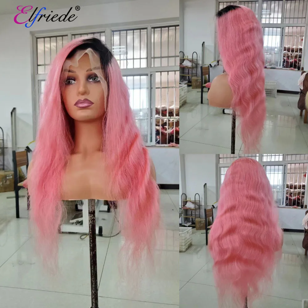 Elfriede #T1B/Light Pink Body Wave Lace Wigs for Women 4x4 Lace Closure 13X4 13X6 HD Lace Frontal Wig 100% Remy Human Hair Wigs