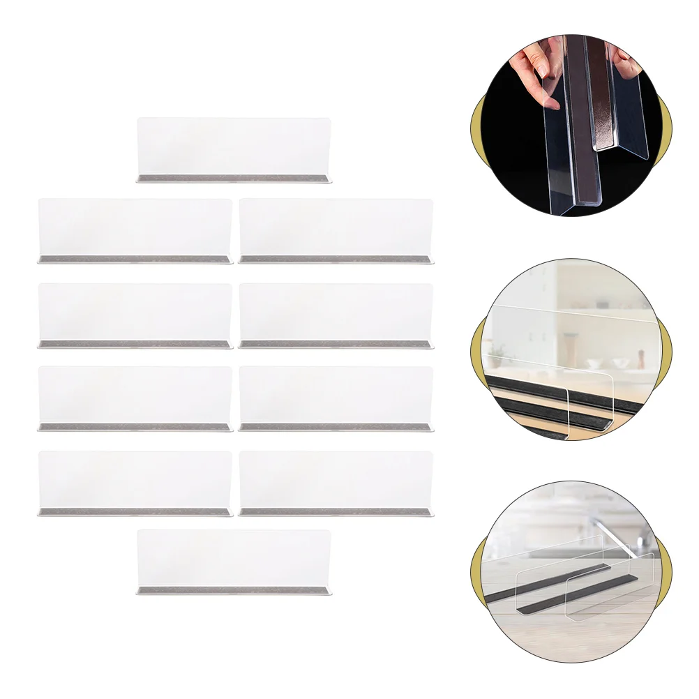 

10 Pcs Clear PVC Partition Plates Store Shelf Dividers Magnetic Side Divider Clapboards L Shaped Corner Separators Lasting