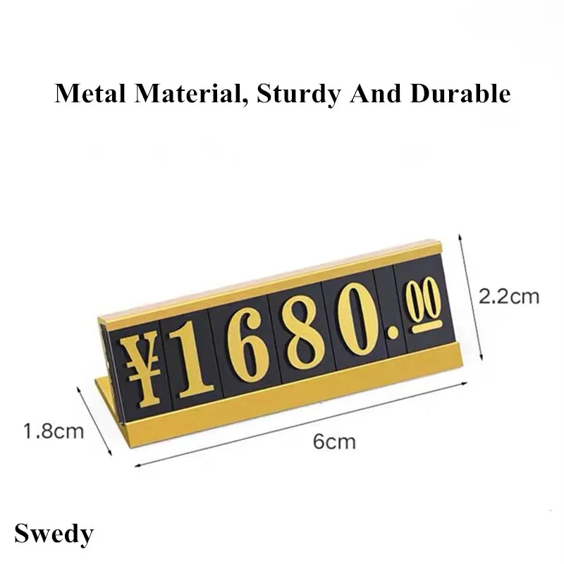 20 Sets / Box Aluminum Base Jewelry Watch Adjustable Number Price Cube Tags Digital Price Label Sign Holder Display Stand