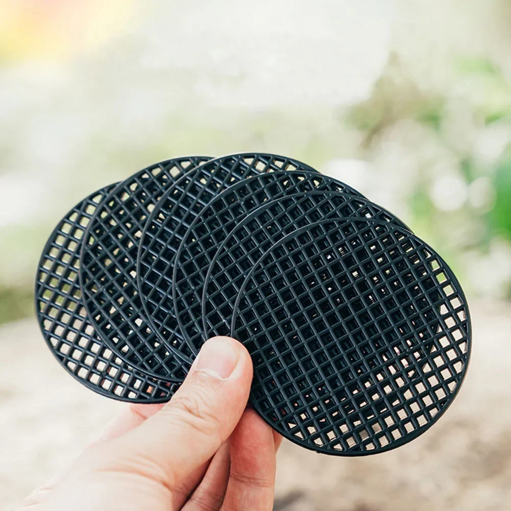 50pcs Flower Pot For Bonsai Potted Flowers Anti-Leakage Soil Gasket Round Plastic Breathable Gardening Mesh Pad Accessories