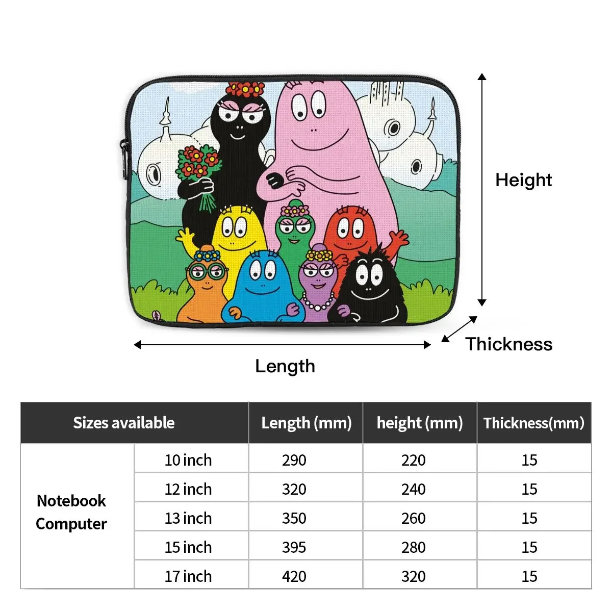 Les Barbapapa Family Laptop Bag Case for Macbook Air Pro 12 13 15 17 Inch Notebook Sleeve Case Cute Cartoon Shockproof Case Bag