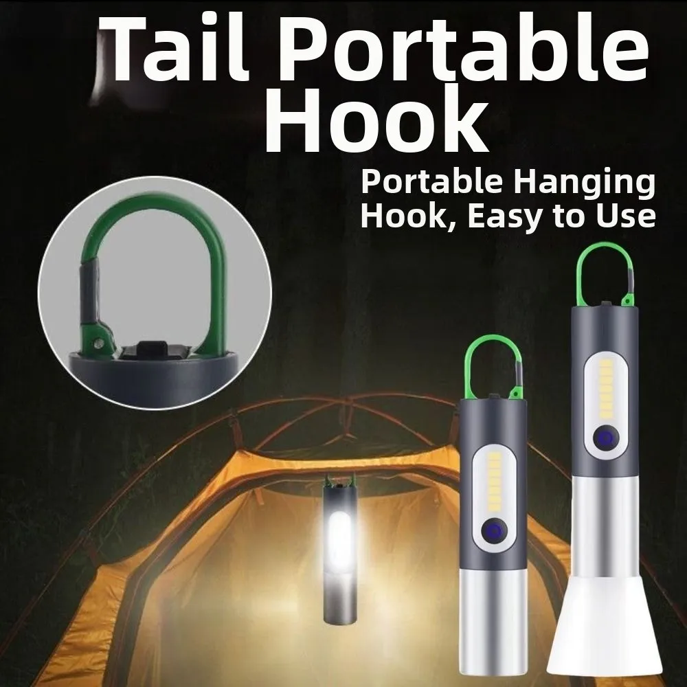 

4 Gears LED Keychain Flashlight Waterproof with Lampshade LED Torch Lamp USB Rechargeable High Bright Camping Hanging Lamp