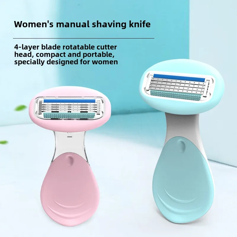 Portable Women\'s Safety 4-Blades Shaving Razor Female Body Face Bikini Underarm Hair Removal Manual Shaver Tool With Travel Box