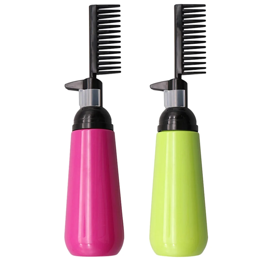 2 Pcs Hair Color Comb Bottle Oil Applicator Dye Bottles Coloring Styling Dispensing Plastic Root Combs