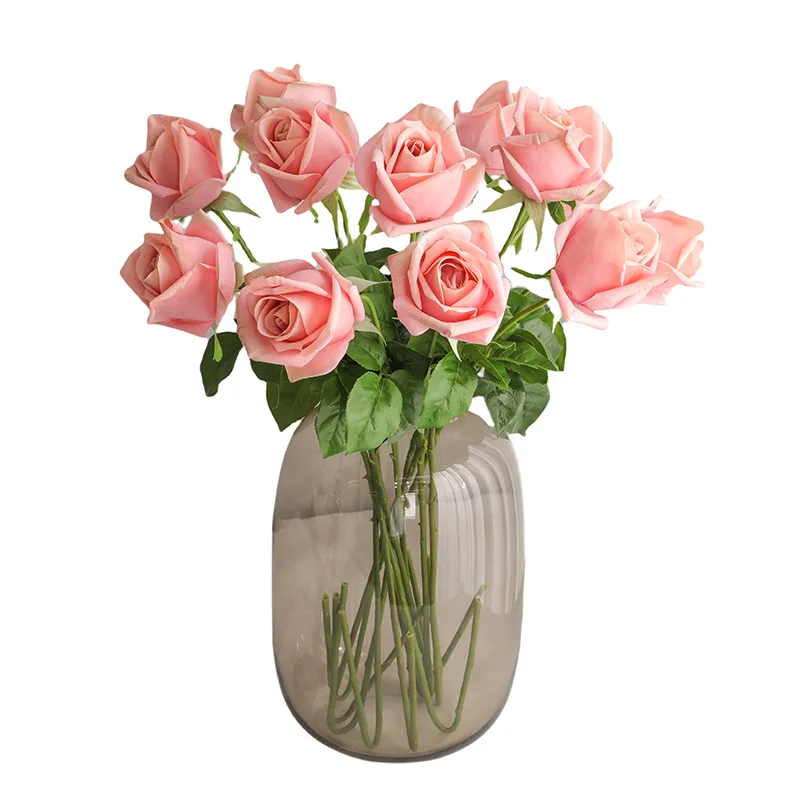 Single Stem Real Touch Artificial Silk Rose Wedding Party Home Decoration Gift F1379 - view 3