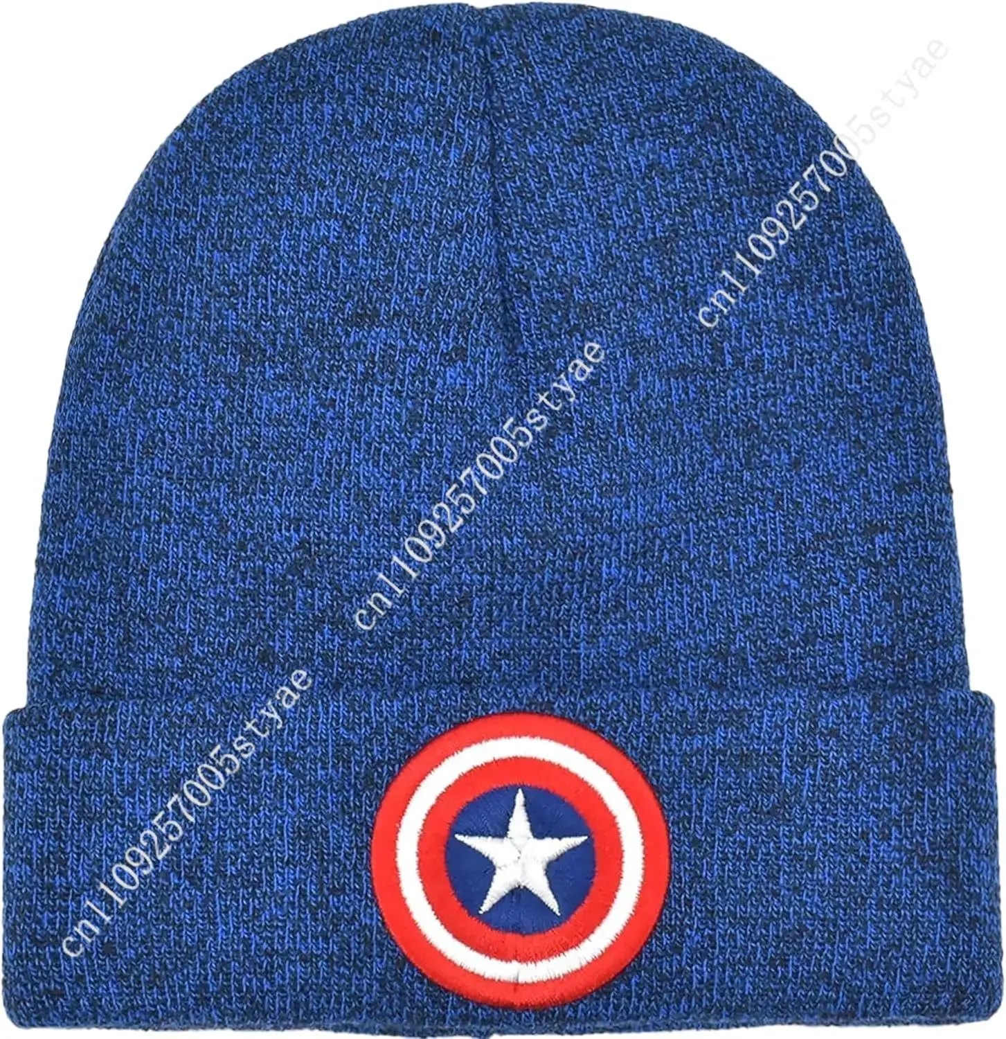 

Marvel Captain America Beanie Hat, Adult Acrylic Cuffed Winter Knit Cap for Men and Women, Navy, One Size