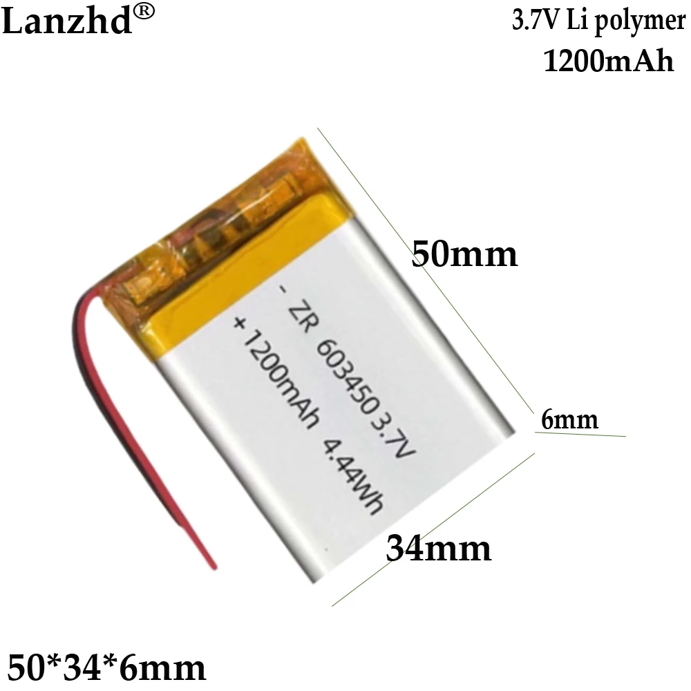 1-20PCS  3.7V 1200mAh 603450 Lithium Polymer LiPo Battery For GPS PSP DVD mobile video game PAD E-books tablet PC