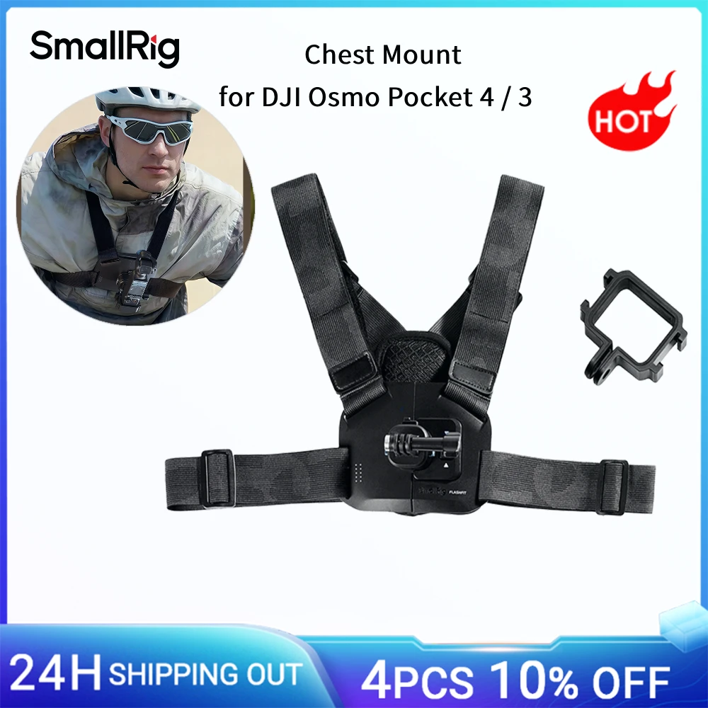 Image of SmallRig Schnellverschluss-Brustgurthalterung für DJI Osmo Pocket 4/3 mit Verstellbarem Gurt für DJI Action 6 für Insta360