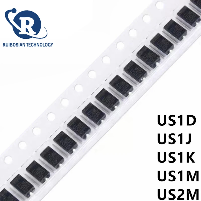 100PCS US1D US1J US1K US1M US2M SMA HER103 HER107 HER207 UF4005 UF4006 SMD 1A 2A 600V 800V 1000V Fast Recovery Diode