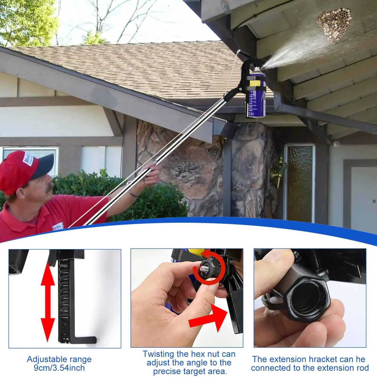 

Spray Can Extender Pole Sprayer Extension Pole Adaptor Adjustable Sprayer Bracket Adaptor Wasp Nest Aerosol Can Extension Parts