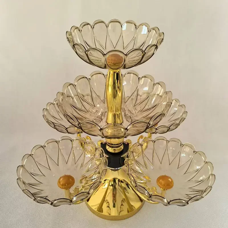 European multi-headed fruit tray Home decoration Rotating dried fruit serving tray Multi-layer crystal snack candy tray