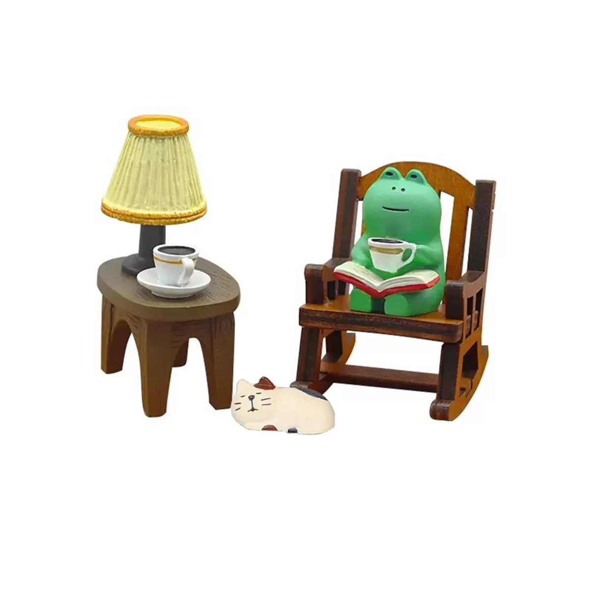 Cartoon Frog Rocking Chair Table Lamp Ornament Miniatures Figurines Cute Ornaments Office Desktop Crafts Home Decor