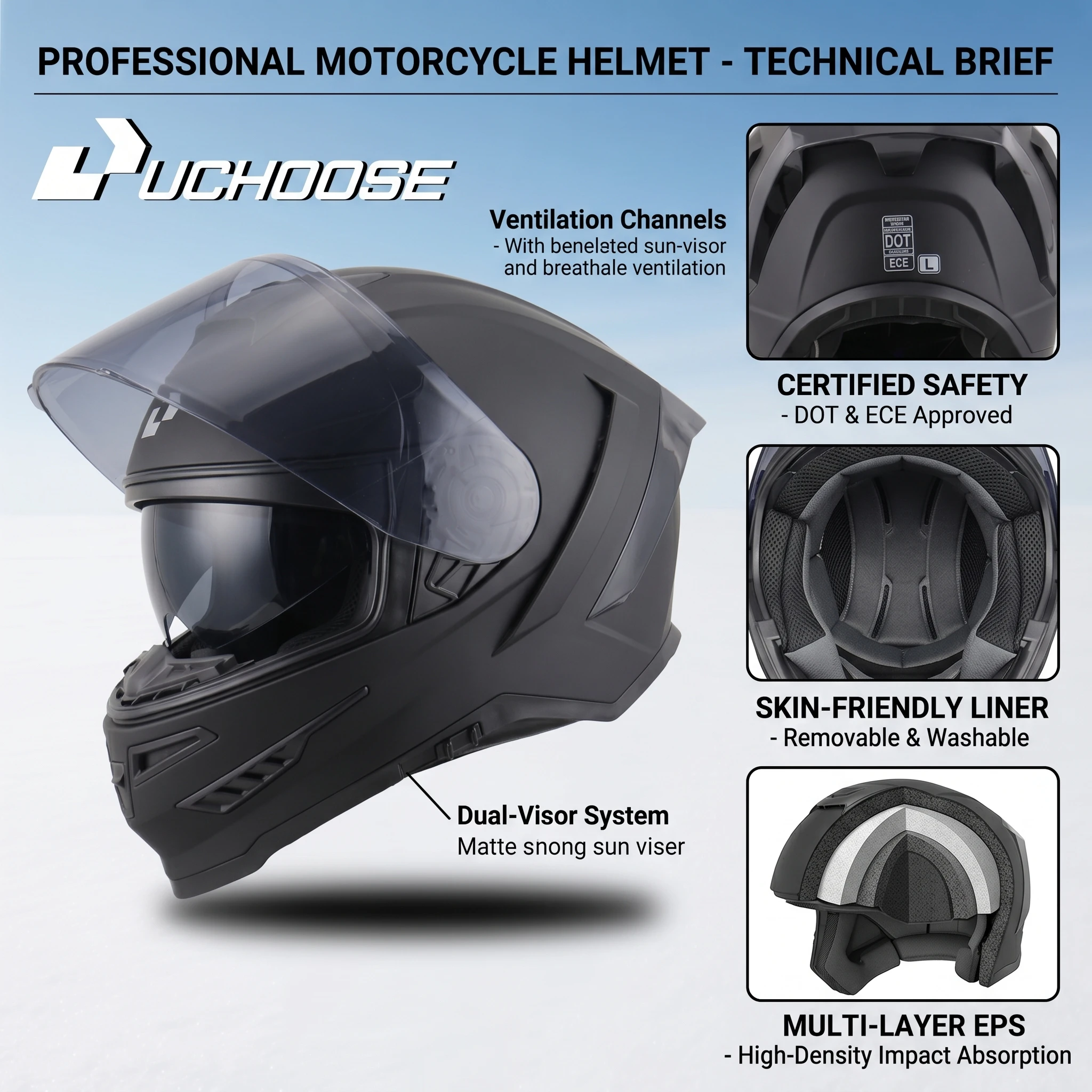819 Uchoose DOT Approved Full - Motorcycle Gear Helmets recension och pris