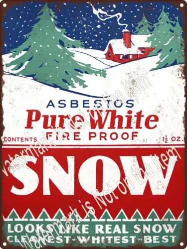 Pure White Snow Asbestos Christmas tree Decor Metal Sign 9x12