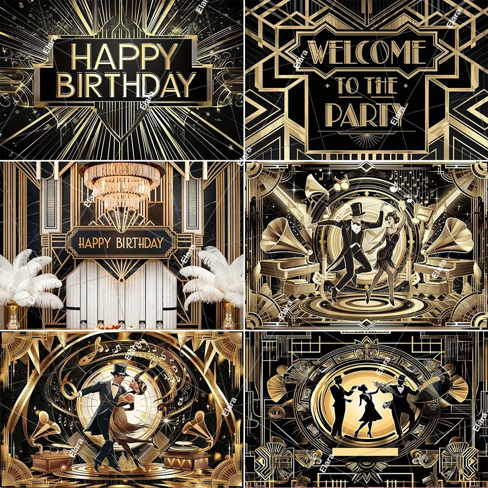 

70s 80s 90s Retro Jazz Dance Party Birthday Party Decor Gramophone Sax Golden Music Hall Band Background Photo Studio Props