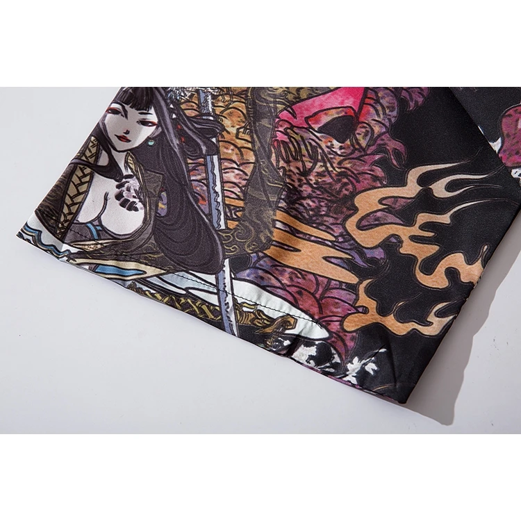 أبيض أسود موضة جديدة Harajuku كيمونو ياباني الجمال الخارجي الساموراي 2025 الصيف فضفاض النساء والرجال كيمونو الملابس ملابس خارجية #5