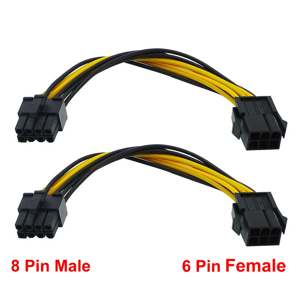 2pcs 6 Pin Feamle To 8 Pin Male Video Graphics Card Power Adapter Cable 6Pin To 8Pin PCI Express Power Converter Cable