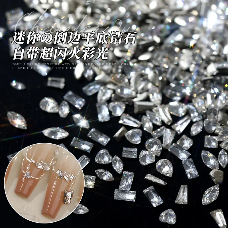 50pcs Mini Nail Art Rhinestones Crystal Diamonds Mixed Shape Sparkle Aurora DIY Nail Luxury Manicure Accessories