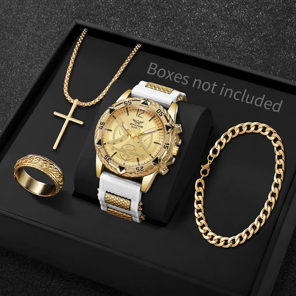 Juego de 4 Relojes de Pulsera de Cuarzo para Hombre con Correa de Silicona, Diseño Moderno, Esfera Árabe, Reloj Hombre (Sin Caja)