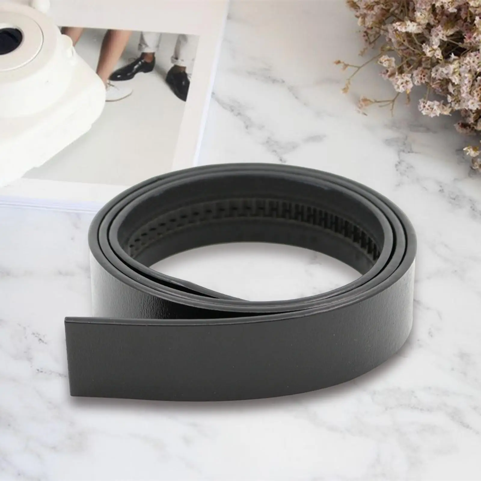 PU Leather No Hole Belt for Men Automatic Ratchet Waistbelt No Scratch No Buckle Replacement Free Buckle Casual Formal Business
