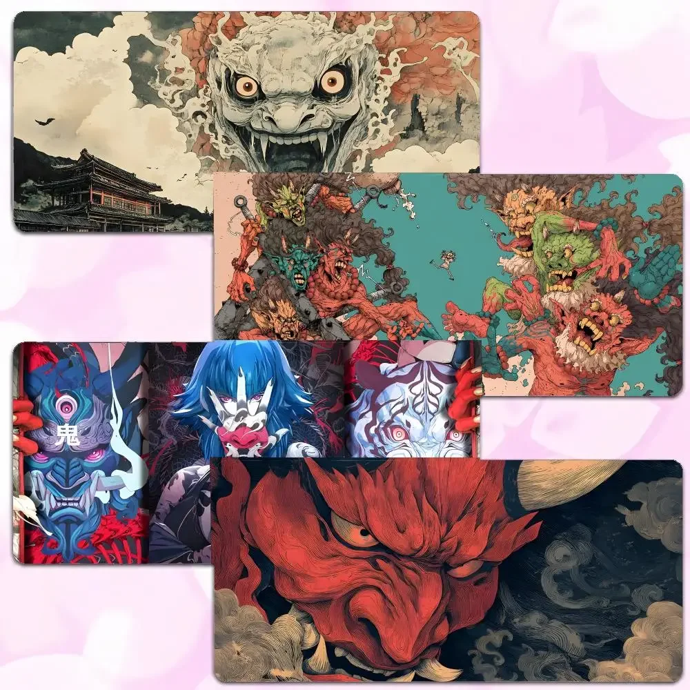 anime character Japanese Samurai Devil Mouse Pad Thick Lock Edge Gaming Desk Mat Large Size PC Mouse Pad Home decor