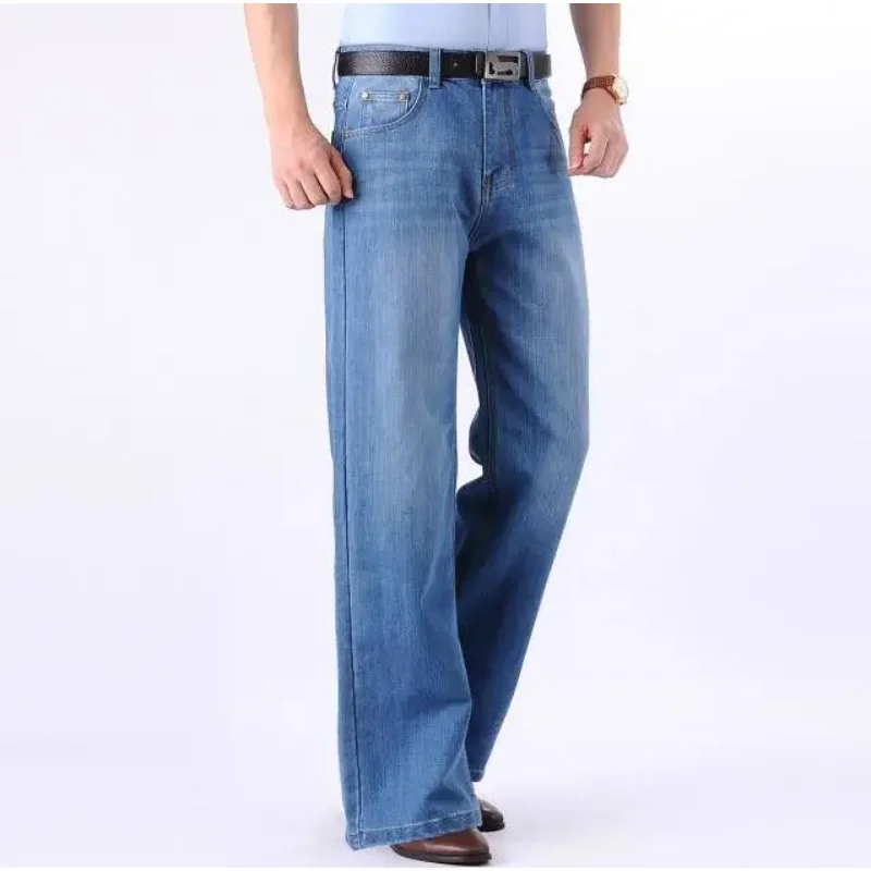 

2025 Men Vintage Jeans Loose Wide leg pants Spring Long Trouser Denim