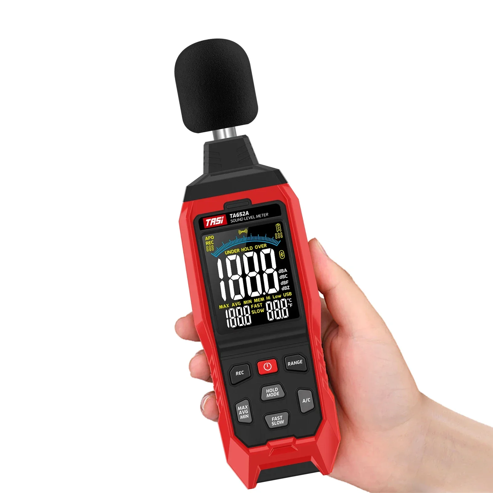 

TASI 30~130dB Noise Decibel Noise Tester A/C Weighting Industry Volume Detector Sound Level Meter Logger Recorder Data TA652A