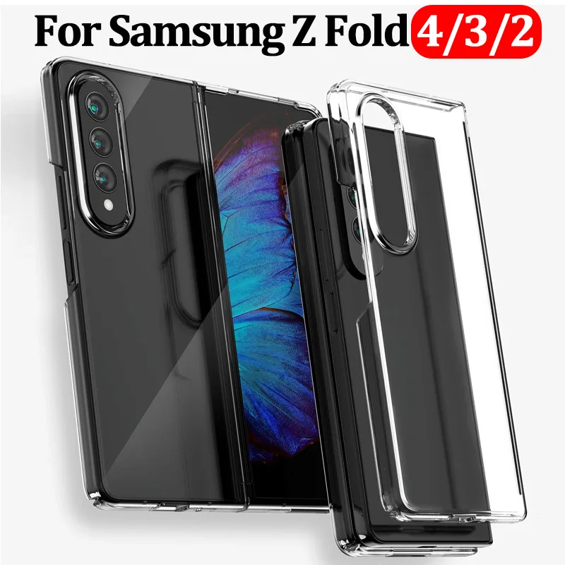 Transparent Case for Samsung Galaxy Z Fold 4 Fold 3 Fold 2 Folding Hard PC Cover for Samsung Z Fold 4 5G Front and Back Cover