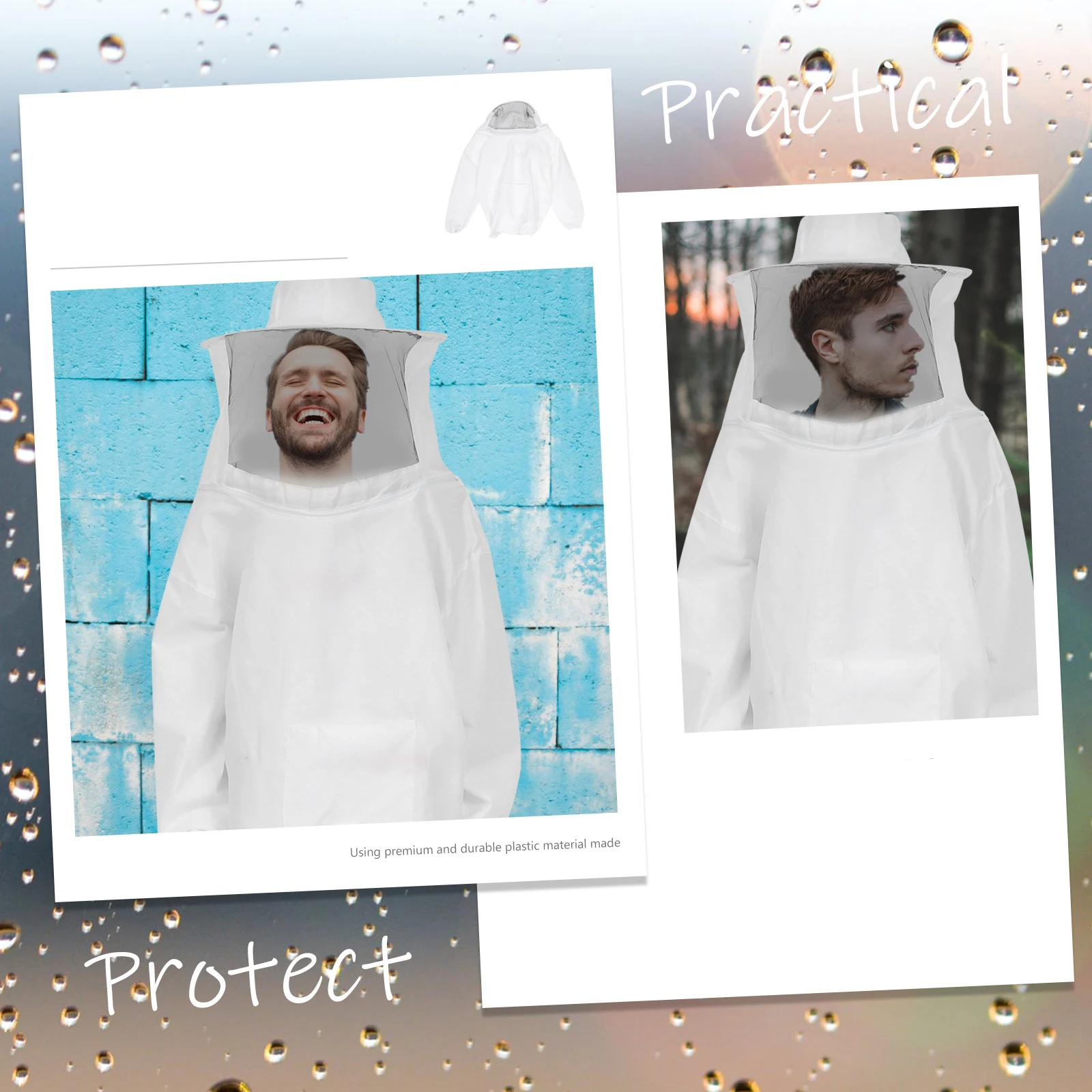 

Beekeeping Clothes White Anti Bee Suit Protective Costume Veil Breathable Garment for Men Full Protection against UV rays