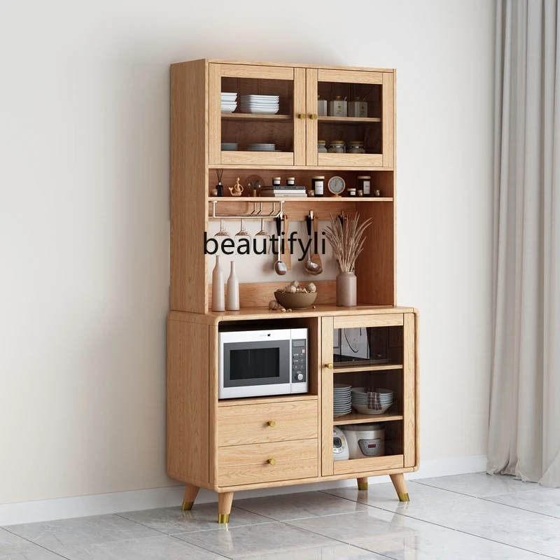 Chinese Style Solid Wood Sideboard Simple Modern Kitchen Home Wall Wire-Wrap Board Storage Tea Cabinet