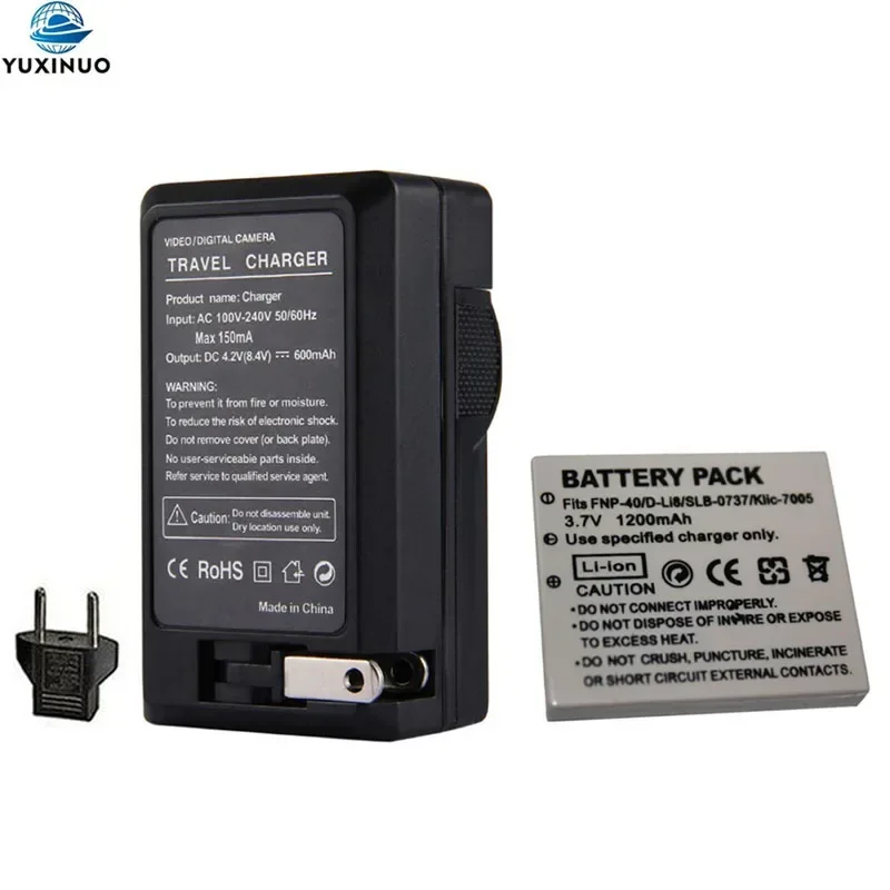 

1200mAh FNP-40 FNP40 Battery + AC Charger for FUJIFILM NP-40 NP40 BENQ DLI-102 KODAK KLIC-7005 PENTAX D-LI8 D-Li85 SLB-0737