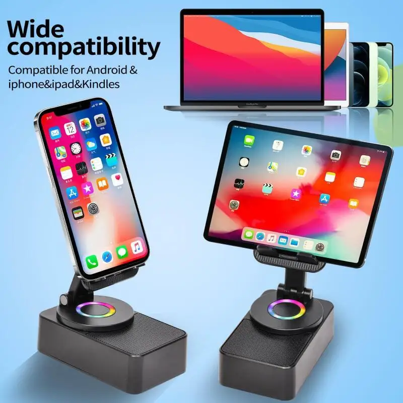 

Wireless Desktop Bluetooth Speaker Universal Mobile Phone Holder with 360 Degree Rotating Portable Power Bank Charge for Home