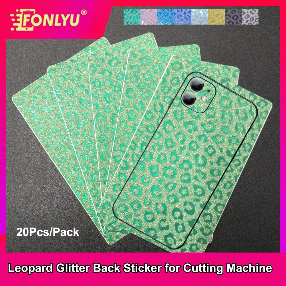 FONLYU Leopard Glitter Back Cover Film Phone Protector Rear Stickers Decorative Skin for Intelligent Hydrogel Cutting Machine