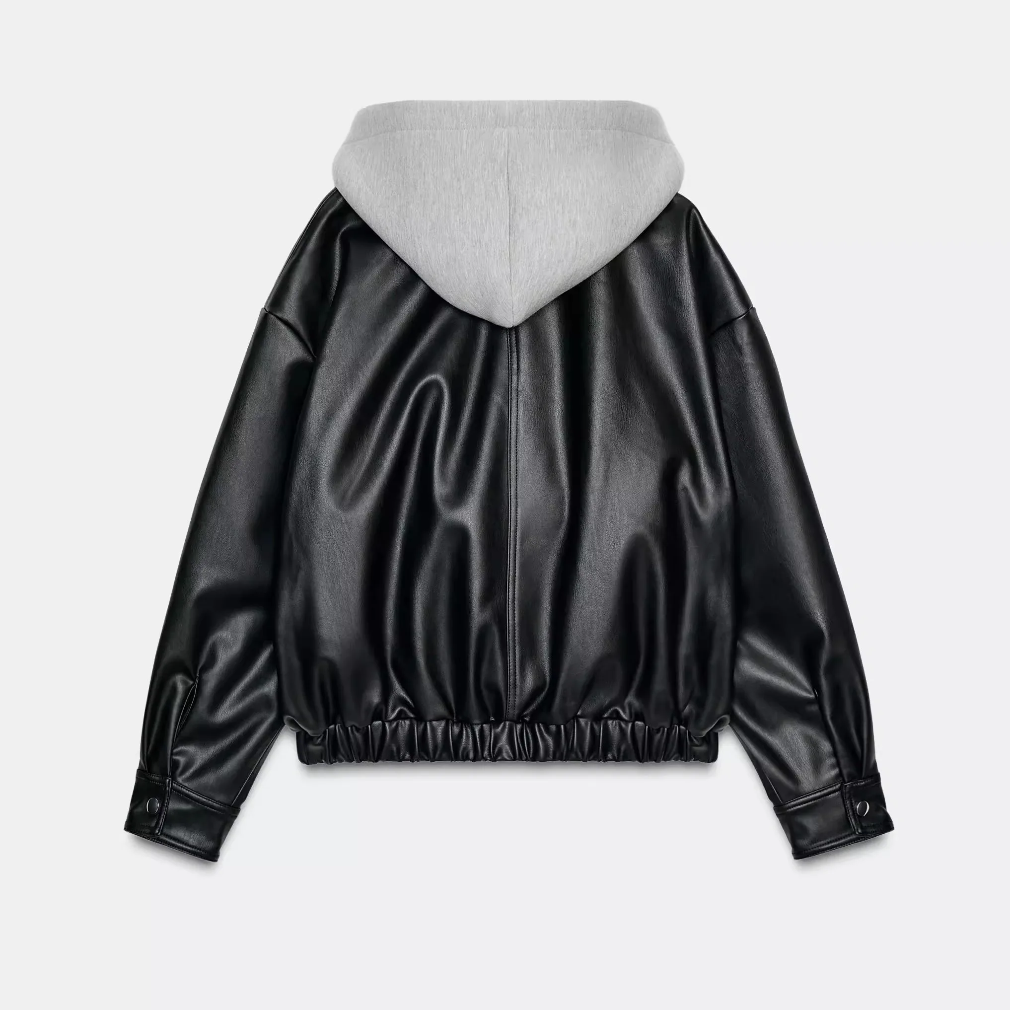 Autunno 2025 delle nuove donne Faion Patchwork effetto pelle Jaet PU pelle lunga chiusura con cerniera Sve cappotto giovanile vestibilità regolare