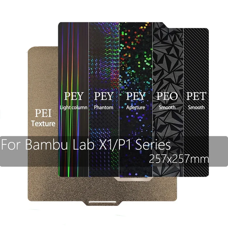 For Bambu P1s Printing Plate 257x257mm PEO PET Build PEI Honeycomb PEI Square For X1 Carbone Lab P1p