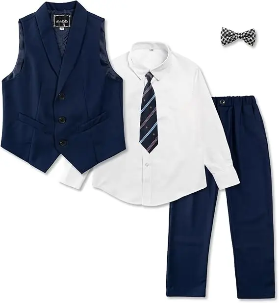 New Autumn Boys' Solid Color Vest Set Flower Child Wedding Host Performance Costume Children's Waistcoat Suit