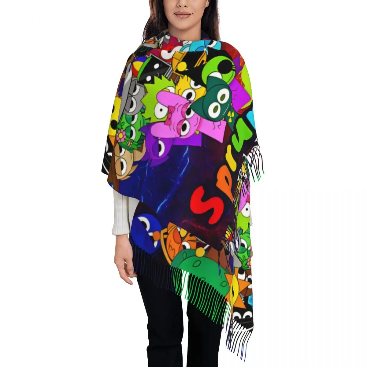 

Женский длинный зимний теплый шарф с кисточками Sprunkis Retake, шарфы унисекс