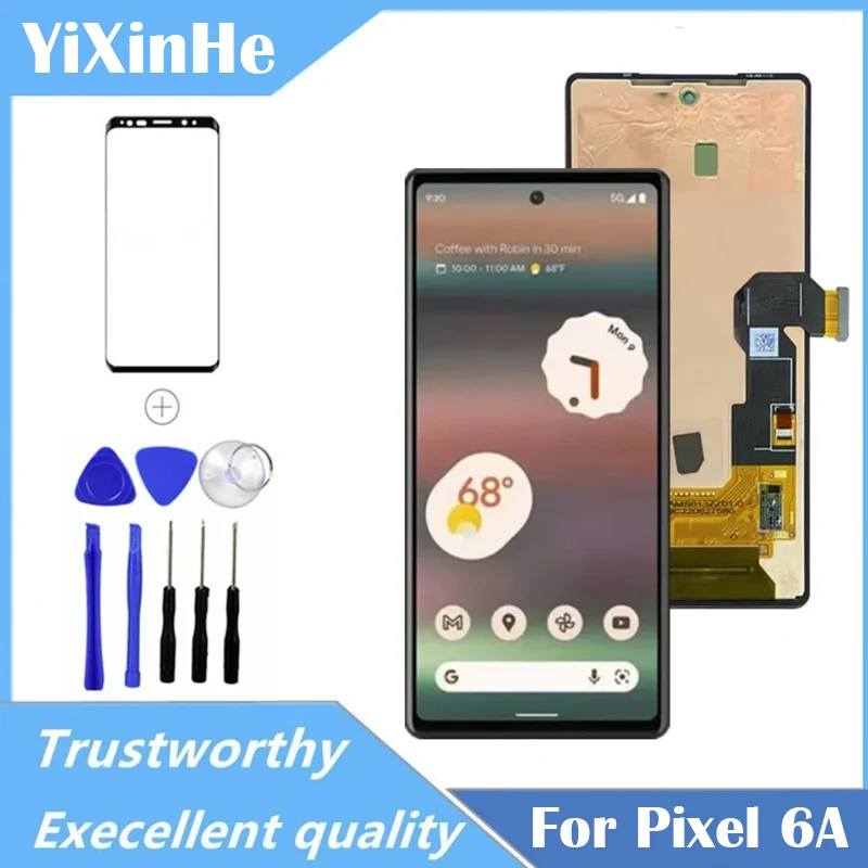 

Original For Google Pixel 6a GX7AS, GB62Z, G1AZG LCD Display Touch Screen Digitizer Assembly For Google Pixel 6A LCD With Frame