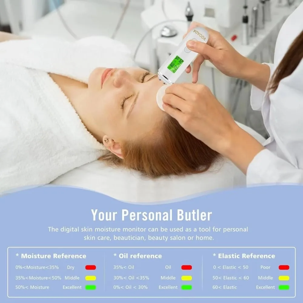 Portable Skin Analyzer LCD Digital Professional Oil Tester Rechargeable Accurate Skin Hydration Monitor Moisture Level Check