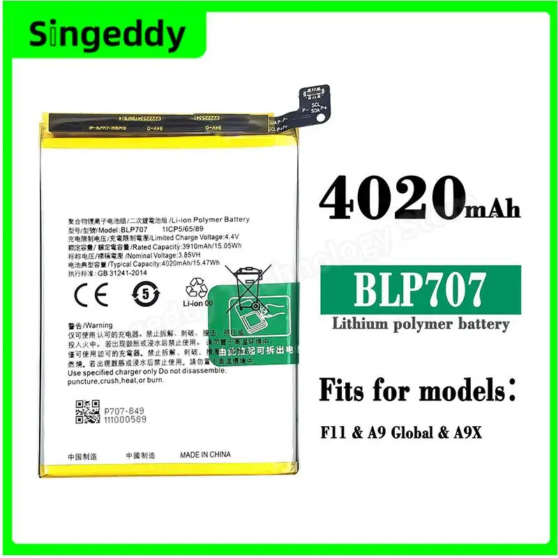 

BLP707 Battery, Mobile Phone Built-in Batteries For OPPO A9x, F11, A9 Global, Cell Phone Replacement Repair Parts