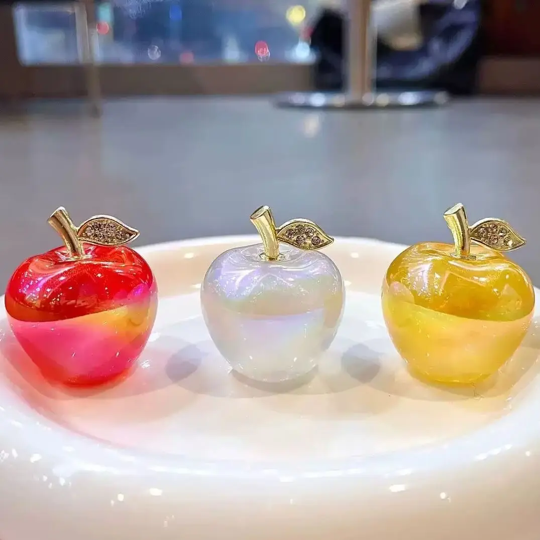 Fresh Style Pearl Apple Crystal Craft, Creative Hanging Figurine Ornament, Decoration for Car Interior & Home, Holiday Gift