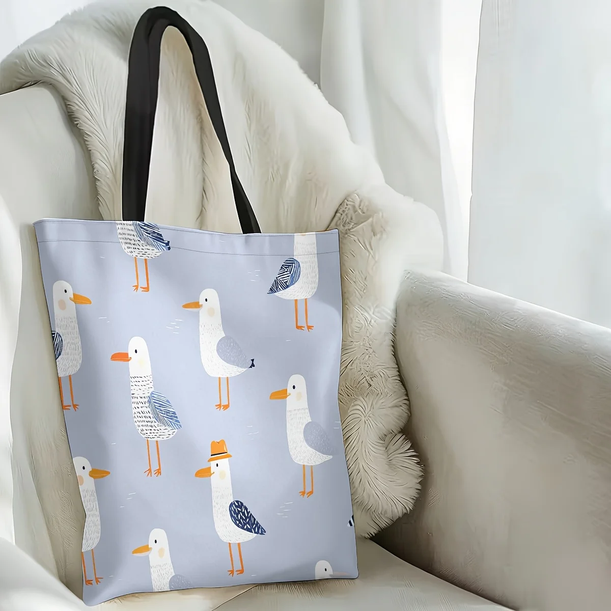 Tote Bag Some Seagulls Wearing Small Hats Suitable Travel Combinations, a Must-Have Good for Travel Shopping And Holiday Gifting