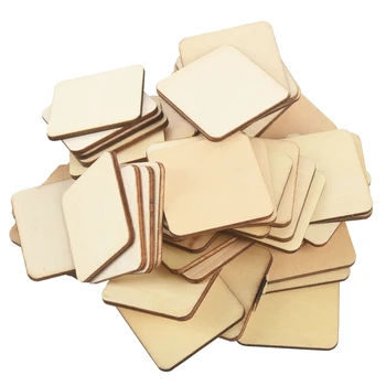 DIY 사각형 장식 나무 조각 50 개