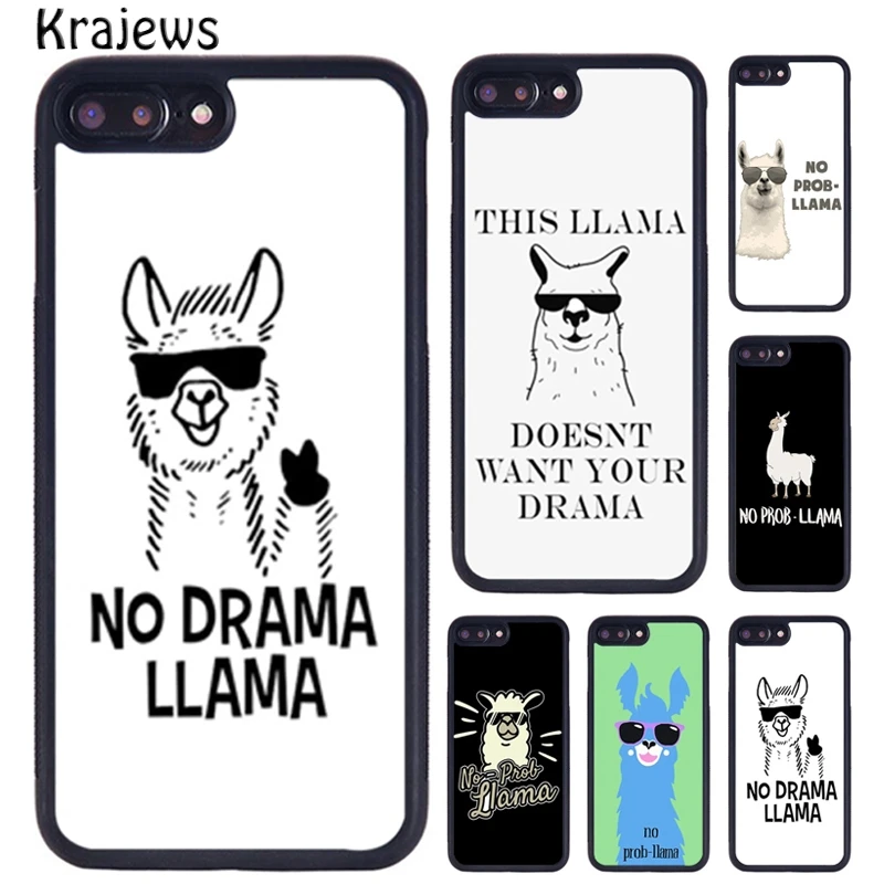 Krajews No Prob Drama Llama Alpaca Phone Case For iPhone 16 15 14 X XR XS 11 12 mini 13 Pro MAX Plus cover shell coque