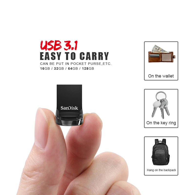 Sandisk usb flash drive 3.2 mini pendrive usb flash drive 128 64 32gb pen drive 130mb usb flash vara chave de disco usb para computador