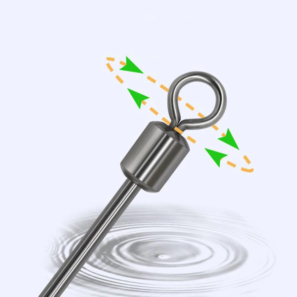 20 piezas de alambre de acero, poste largo, giratorios de pesca, rodamiento de bolas, anillos sólidos giratorios para accesorios de pesca de carpa