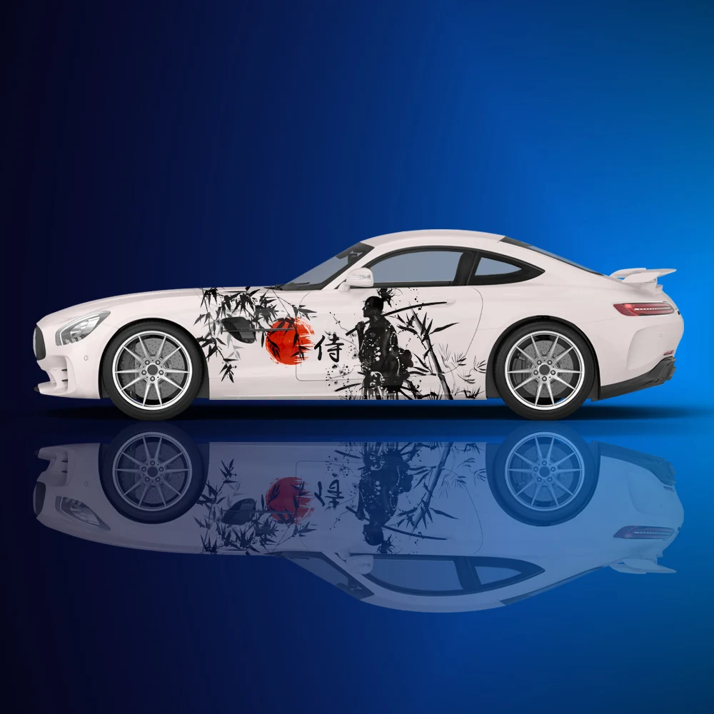 

samurai ink painting Car body side sticker racing decal universal vinyl self-adhesive decorative accessories car decal