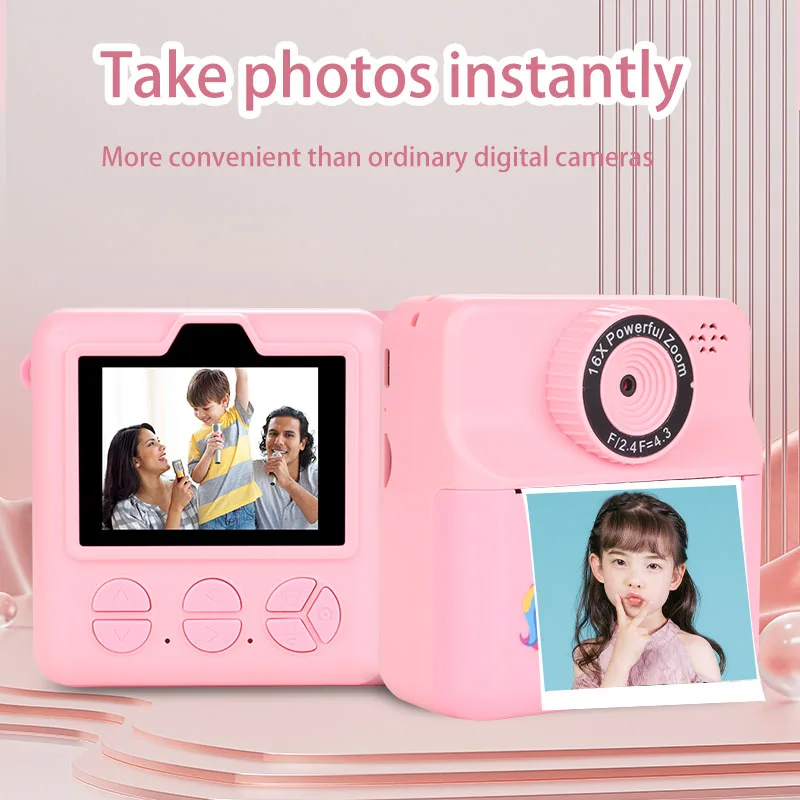 2025 Neue Instant-Druck-Kamera, Dinosaurier-Optik, mit mehreren Funktionen, Fotografieren, Spielen, einschließlich 32 GB Speicherkarte